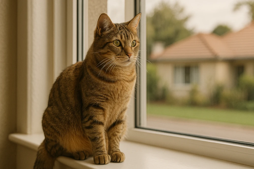 Indoor cat receiving daily care in South African home